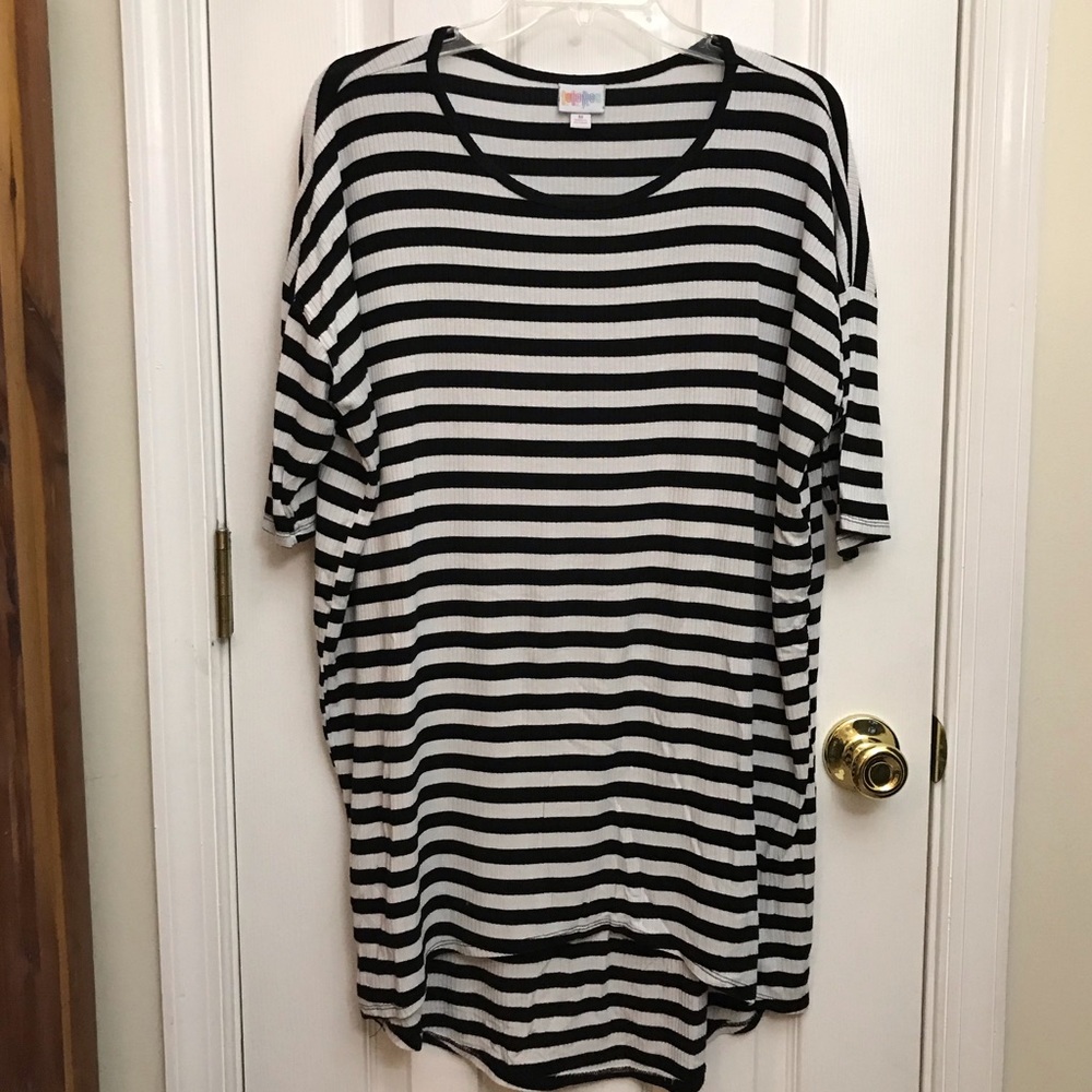 Black and White Striped, Ribbed Irma Top Medium